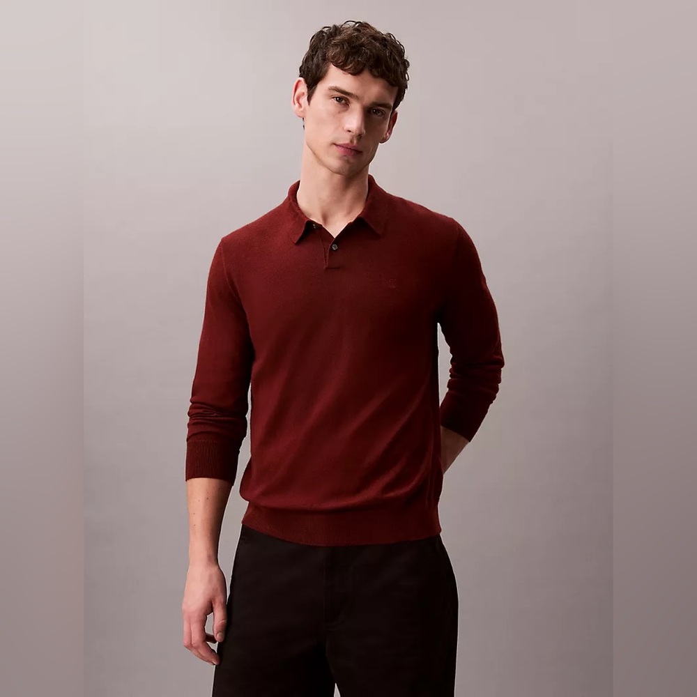 ✨CK Extra Soft Merino Wool Blend Polo Sweater